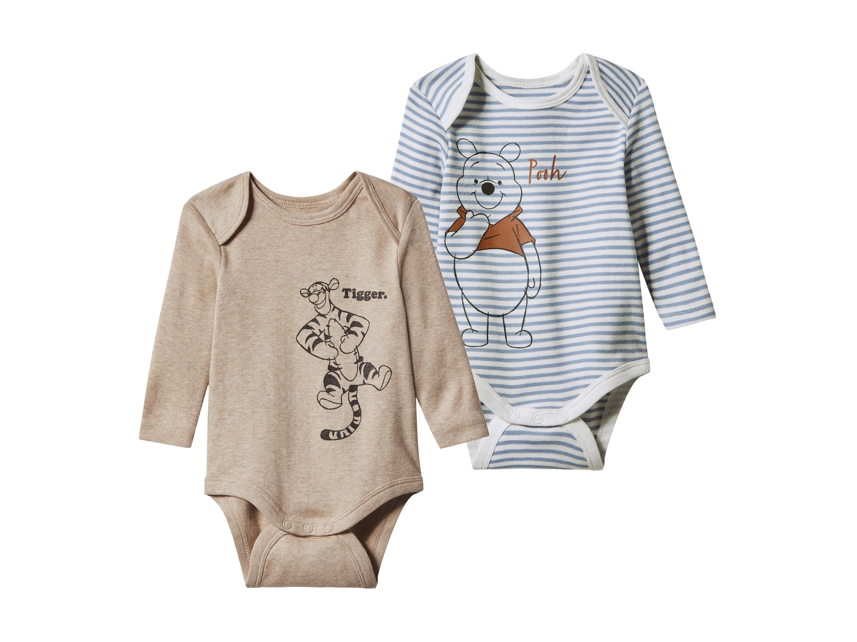 Set van 2 baby rompers (Grijs/beige/gestreept, 86/92)