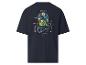 Donkerblauw T-shirt met een grafische print van een basketballer en tekst