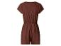Bruine dames jumpsuit met korte mouwen en elastische taille.
