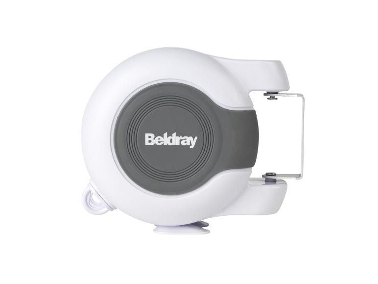 Witte en grijze intrekbare waslijn Belray.