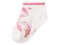 Witte kindersokken met roze strepen en varkensprint.