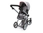 Grijze kinderwagen met roze accenten