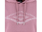 Roze hoodie met een groot wit gestippeld geometrisch patroon.