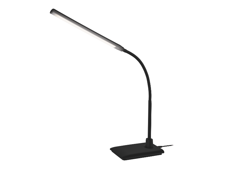 Zwarte LED bureaulamp met flexibele arm.