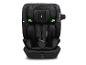 Zwart kinderautostoeltje met 5-puntsgordel en wit logo, tekst 'Flux Isofix eXT'.
