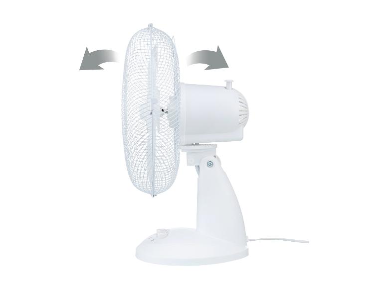 Witte tafelventilator met zwenkpijlen