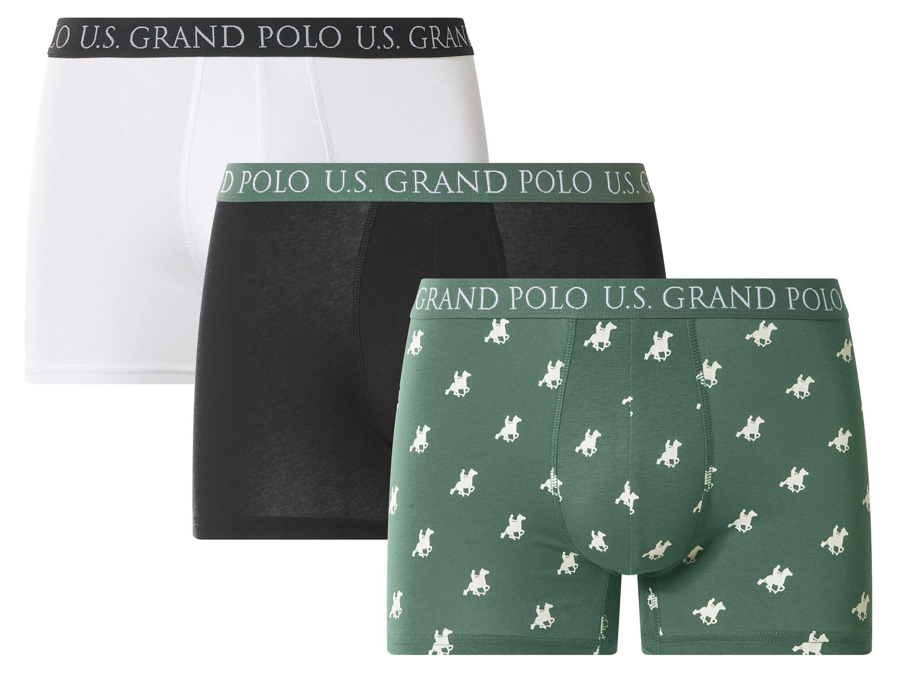 ESMARA MEN Heren boxer, 3 stuks (groen/zwart/wit, XXL)