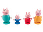 Peppa Pig speelgoedfiguren van Papa Pig, Mama Pig, Peppa Pig en George Pig.