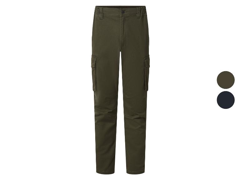 Heren cargobroek in donkergroen, met twee kleuropties getoond.