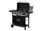 Grill Meister gasbarbecue met zes branders, zijtafel en wielen.