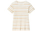 Wit gestreept t-shirt met beige strepen.