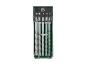 5-delige hamerboor set met maten 5, 6, 8, 10 en 12 mm in een groene koffer.