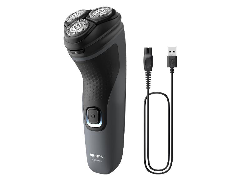 Philips 1000 Series elektrisch scheerapparaat met USB-oplaadkabel.