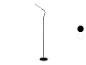 Zwarte LED-vloerlamp met ronde voet en kleuropties in zwart en wit.
