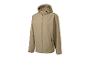 Khaki softshell jas met capuchon en rits