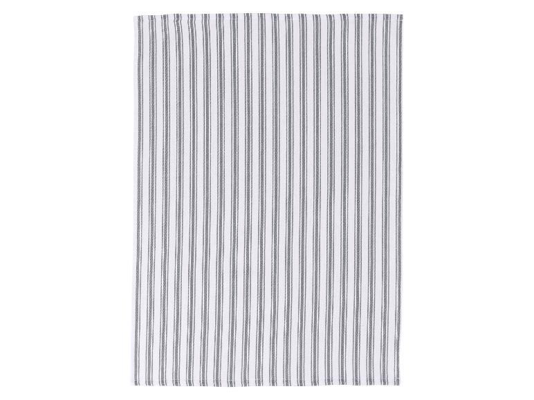 Witte keukendoek met grijze verticale strepen