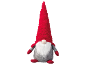 Kerstkabouter met rode muts, witte baard en grijs lichaam.