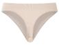 Een beige onderbroek van ribgebreide stof.