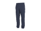 Donkerblauwe cargobroek met elastische tailleband en zijzakken.