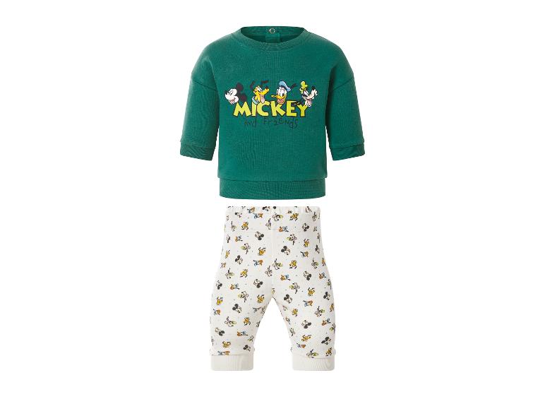 Groene top met lange mouwen met Mickey en Friends-print en een broek met patroon.
