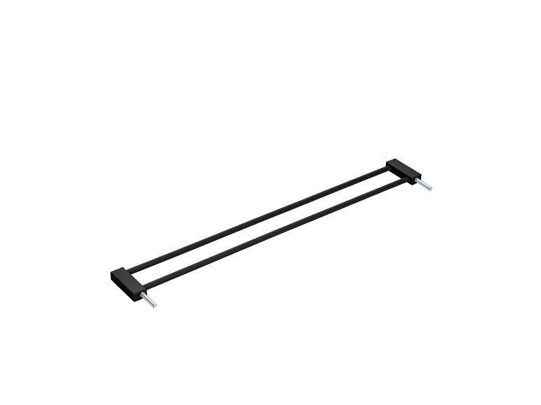 Zwarte steunbalk met twee metalen pinnen