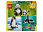 LEGO Creator 3-in-1 doos met panda's, pinguïns en orka's.