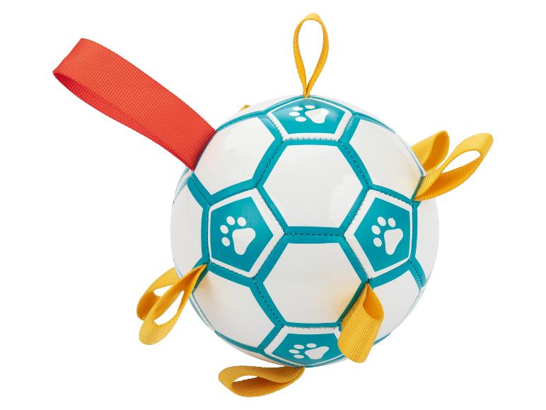 Voetbal voor honden met lintjes.