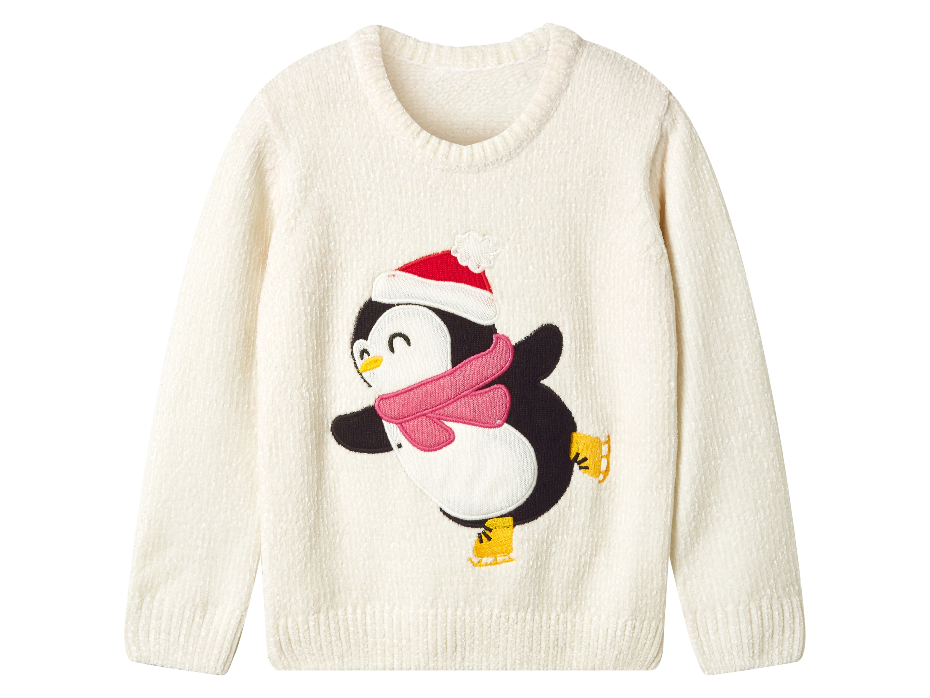 lupilu Kinder chenille kersttrui (Wit, 98/104) afbeelding