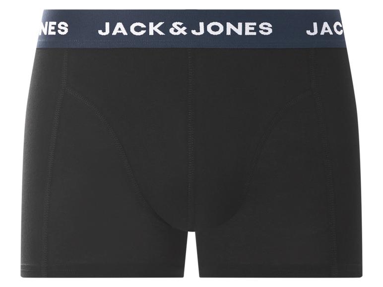 Zwarte boxershorts met blauwe tailleband en witte tekst