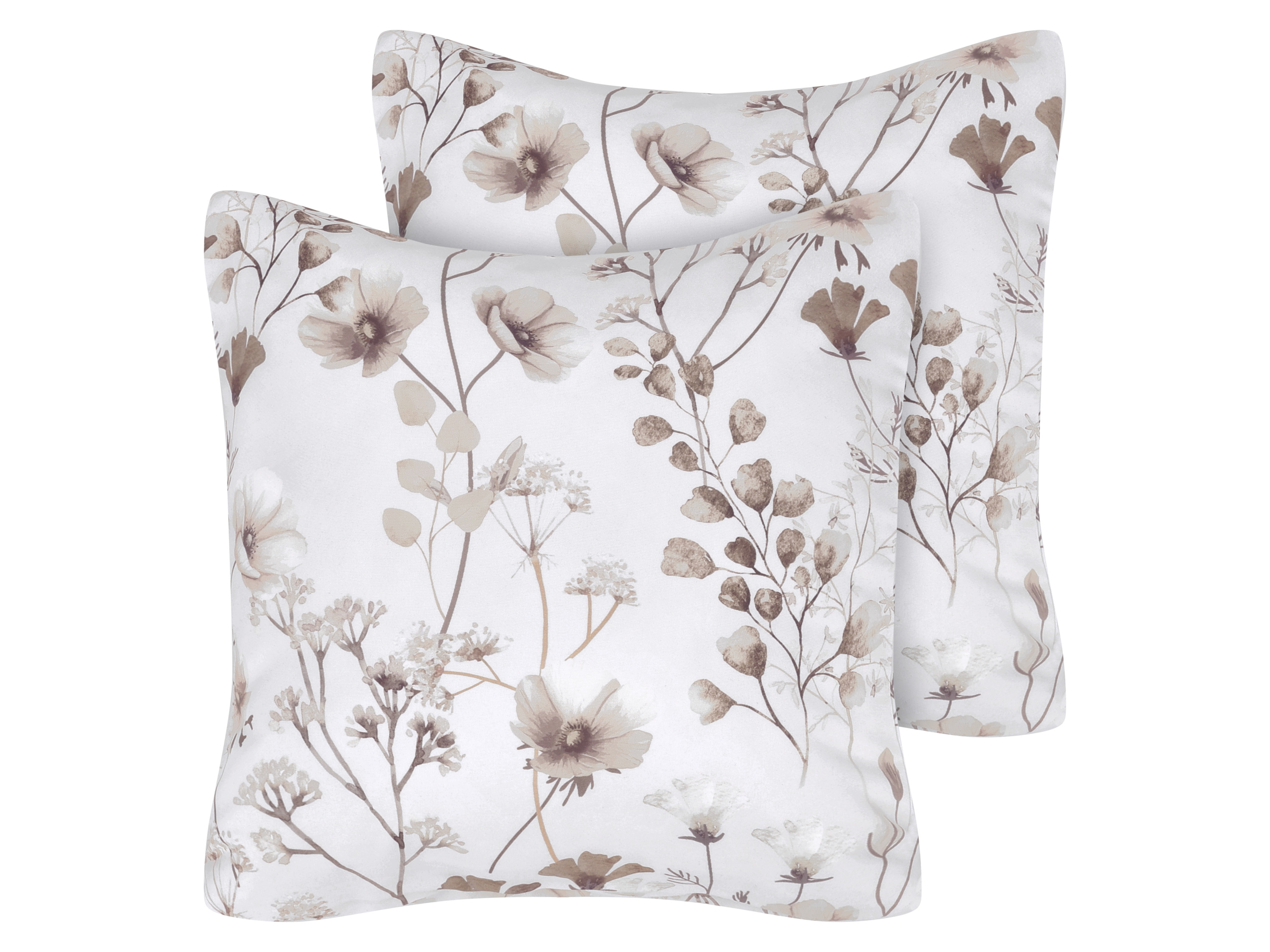 LIVARNO Microvezel-satijnen kussenslopen / microvezel-satijnen omkeerbare kussenslopen, 50 x 60 cm, 2 stuks (Bladeren/beige)
