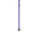 Paarse glitter zuillamp met chromen voet en zwarte kabel.