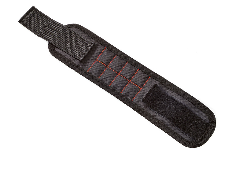 Een zwarte magnetische polsband voor gereedschap.