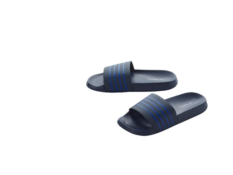 Donkerblauwe slippers met blauwe strepen
