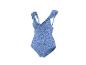 Blauw bloemenprint badpak uit één stuk met ruches bandjes
