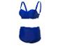 Marineblauwe badpak: bandeau top en hoge taille broekje.