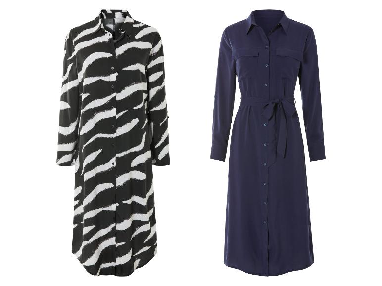 Overhemdbloesjes: zebraprint en marineblauw.