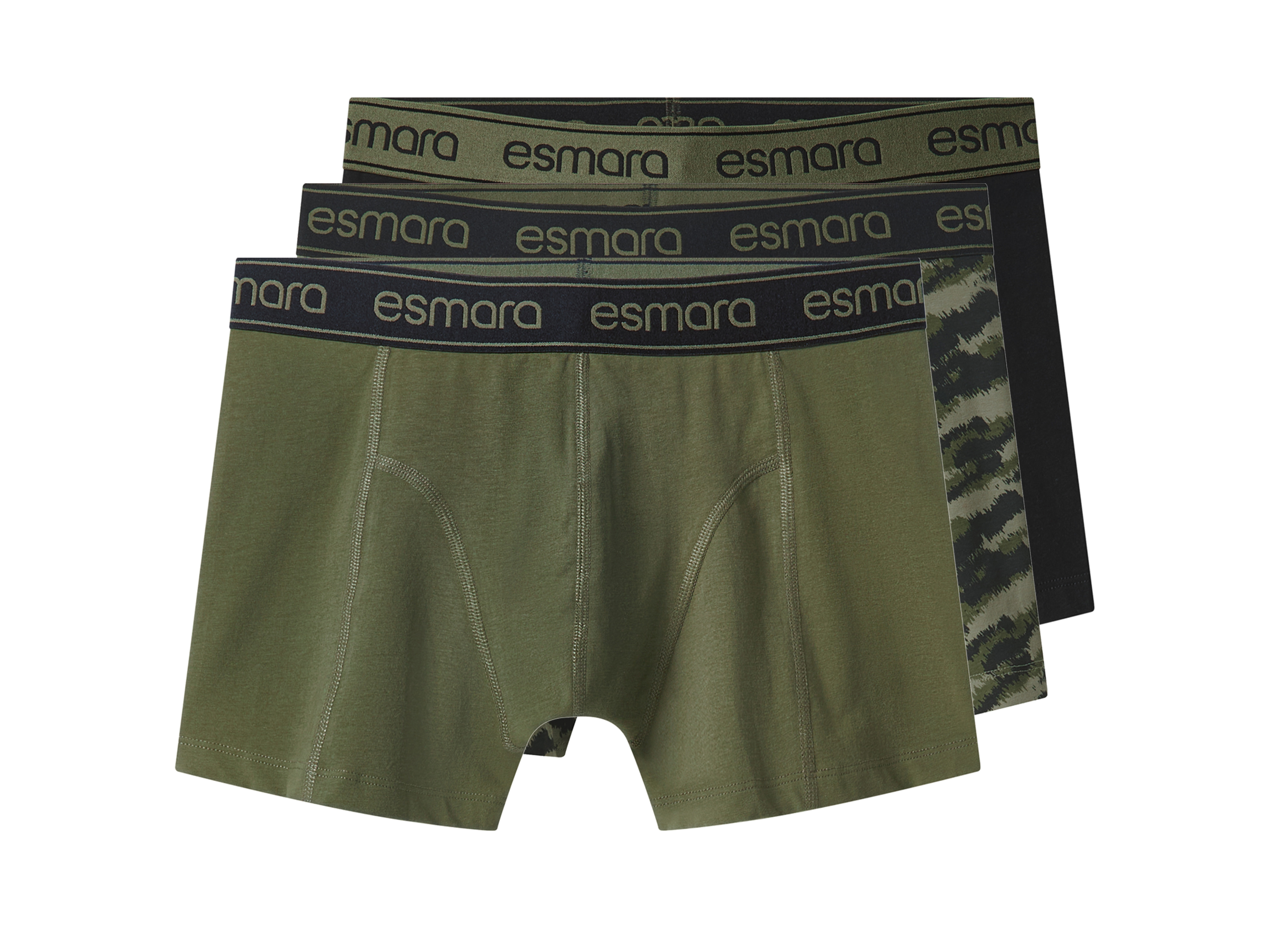 esmara Men 3 Heren boxers (Zwart/groen, S)