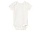 Witte baby romper met korte mouwen.