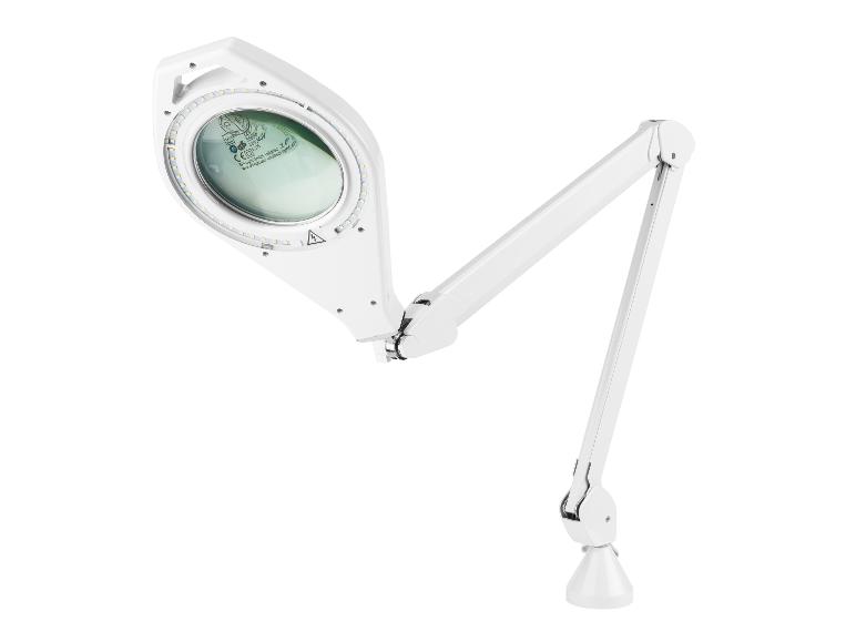 Witte vergrootlamp met verstelbare arm en LED-verlichting, 220-240V, 6.3W.