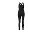 Zwarte sport jumpsuit met gekruiste bandjes.