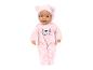 Babypop in roze pluche onesie met berengezicht