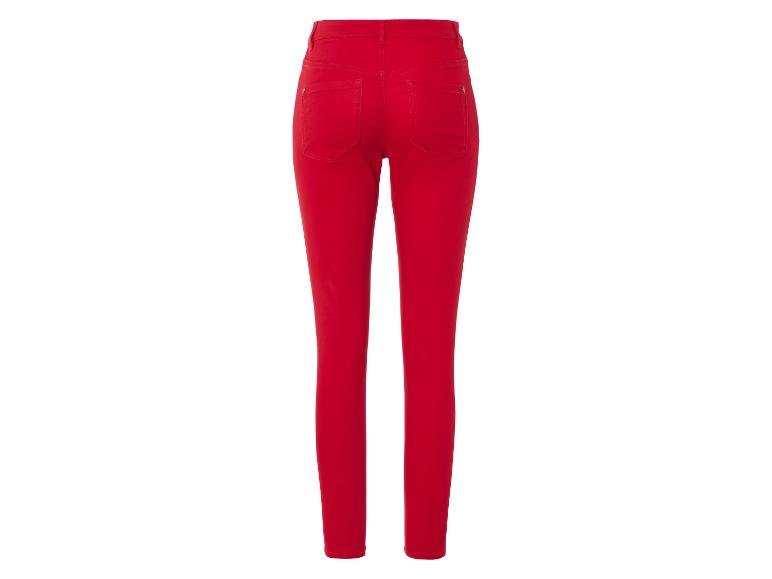 Rood skinny jeans met hoge taille.