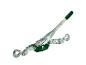 Handmatige kabeltrekker met groene handgreep en metalen haken