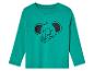 Een turquoise longsleeve met een olifant print.