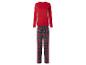 Rood shirt met lange mouwen en rood-groene geruite pyjamabroek.