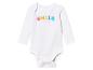 Witte baby romper met lange mouwen, met 'SMILE everyday' print.