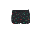Zwarte herenboxershort met een feestelijke print van groene boormachines