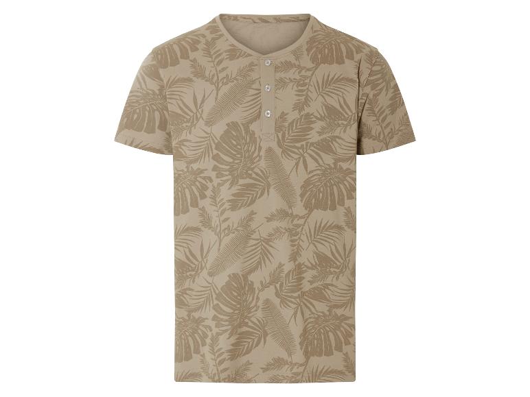 Beige heren t-shirt met tropische print.