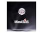 Zwarte grill met thermometer en logo