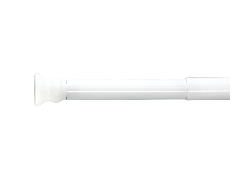 Witte telescopische gordijnroede.